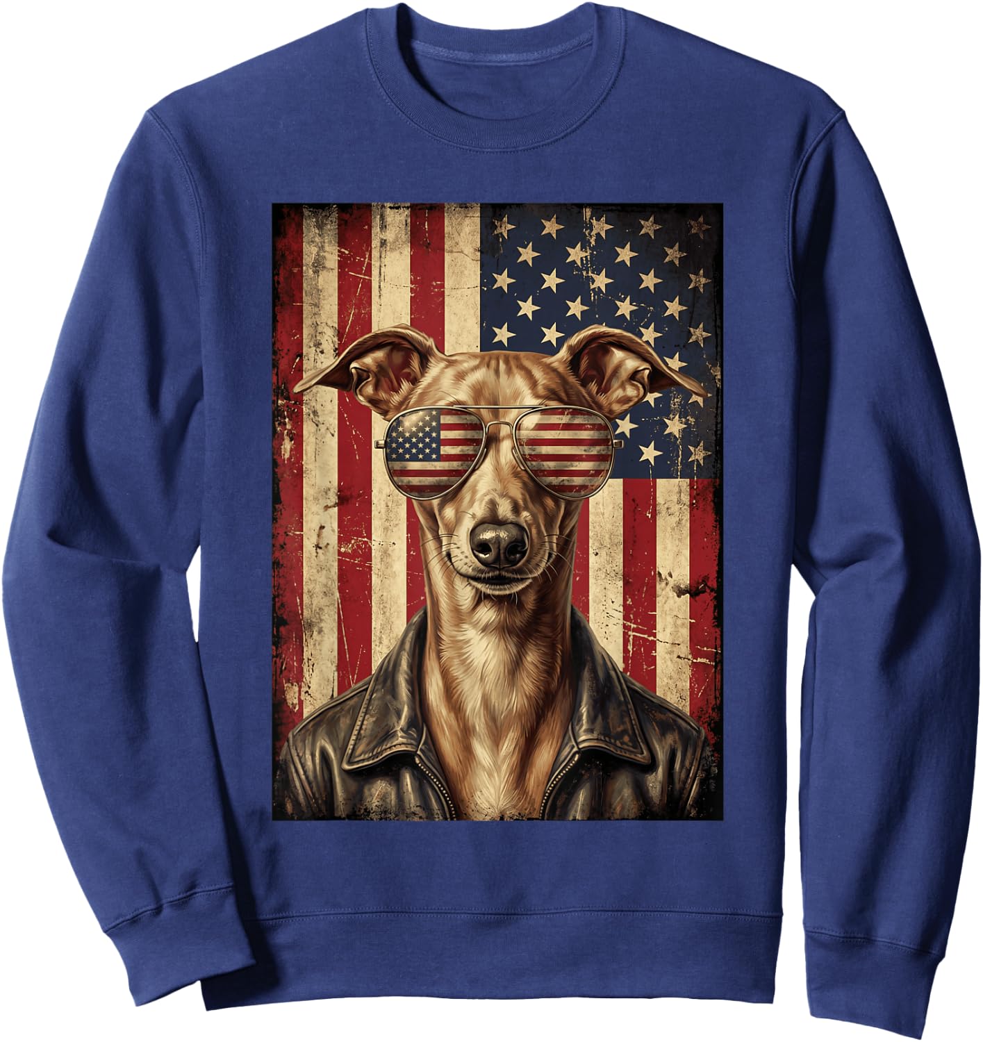 American Flag Italian Greyhound Patriotic Dog Owner Sweatshirt - Sweatshirt | Navy