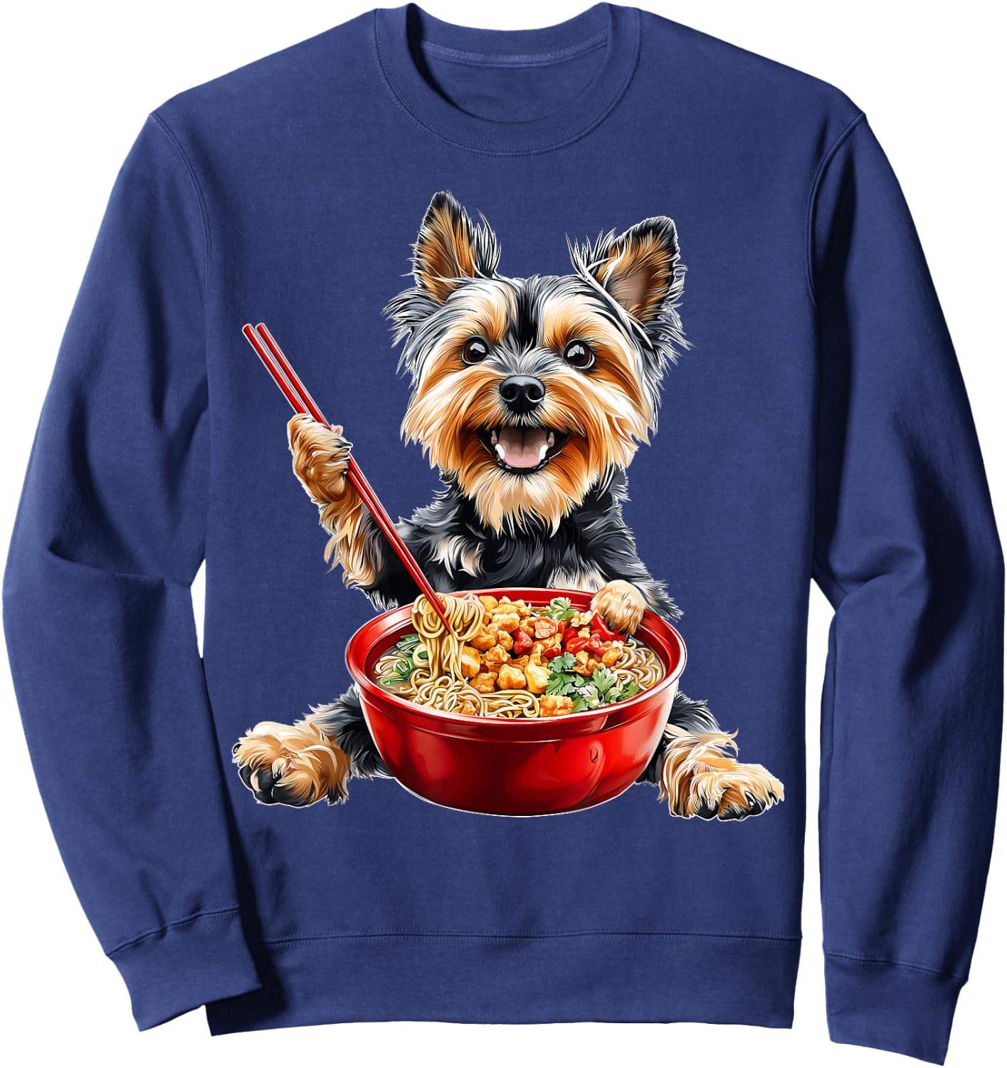 Yorkshire Terrier Yorkie Dog Japanese Ramen Noodles Sweatshirt - Sweatshirt | Navy