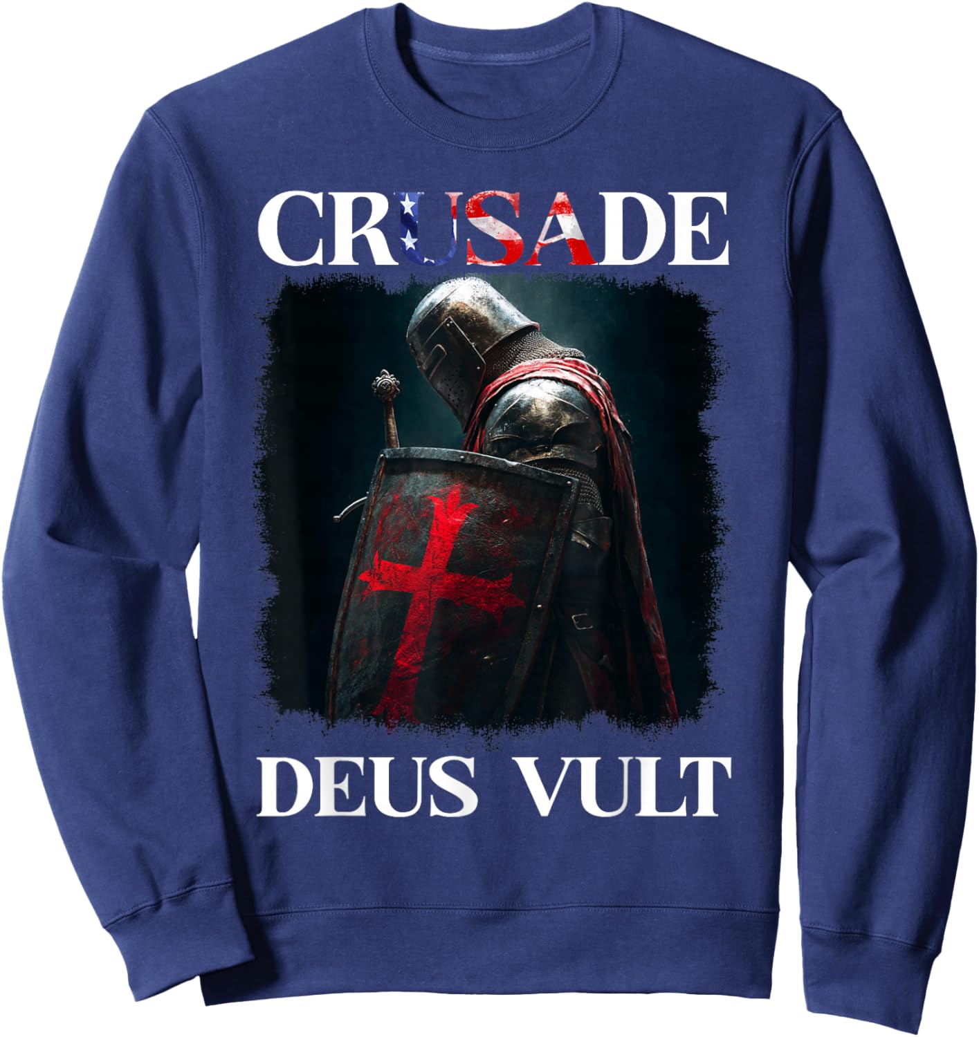 Epic Templar Knight Deus Vult Sweatshirt - Sweatshirt | Navy