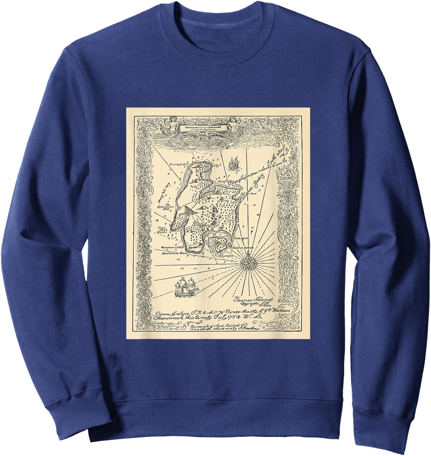 Treasure Island Map T Shirt Sweatshirt - Sweatshirt | Navy