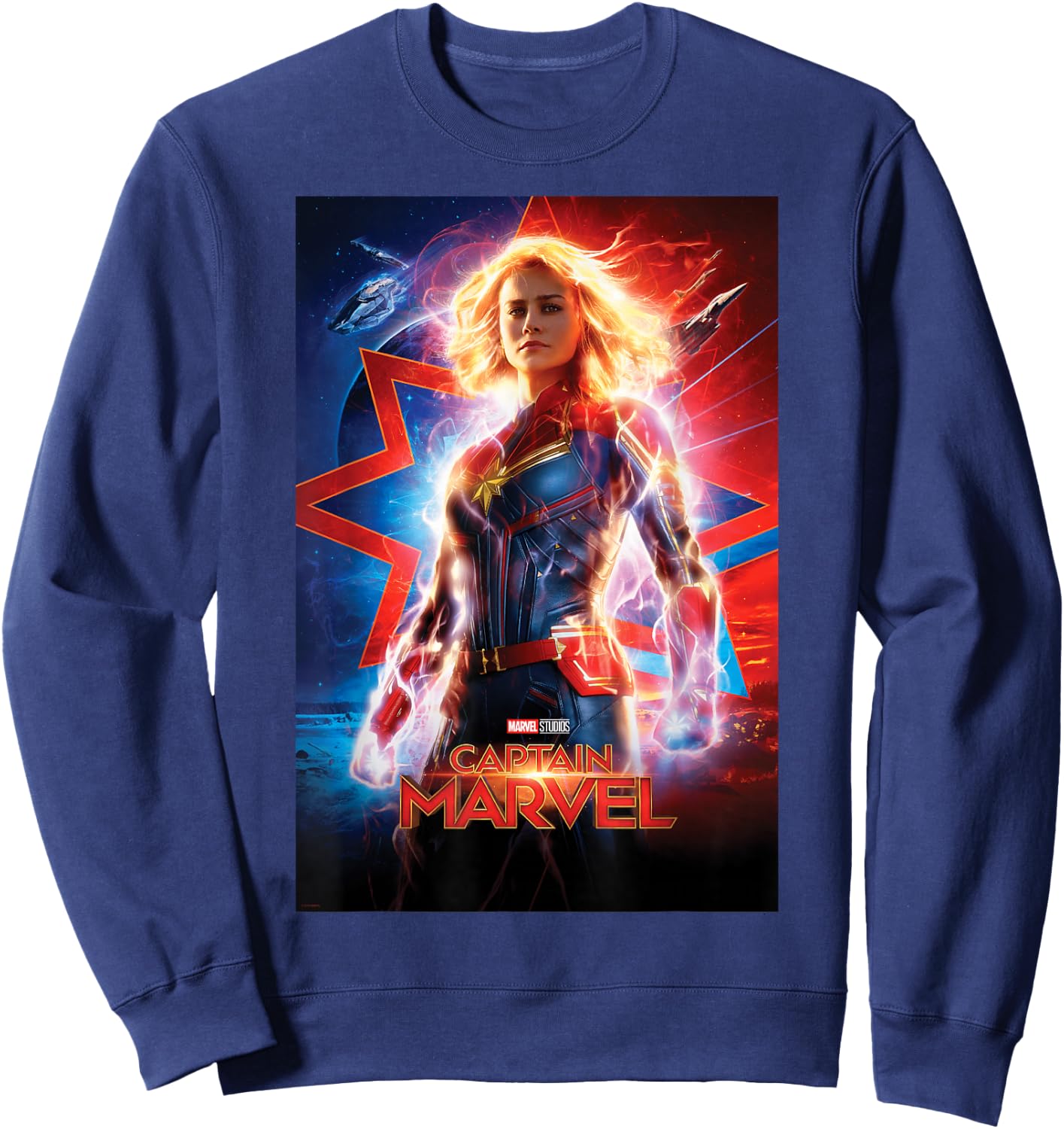 Marvel Captain Marvel Suited Up Poster Sweatshirt - Sweatshirt | Navy