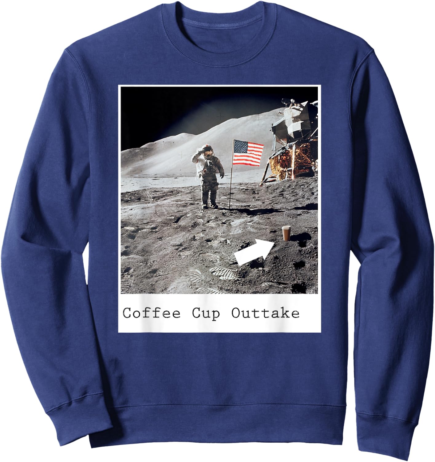 Fake Moon Landing Hoax Government Conspiracy Theory Gift Sweatshirt - Sweatshirt | Navy