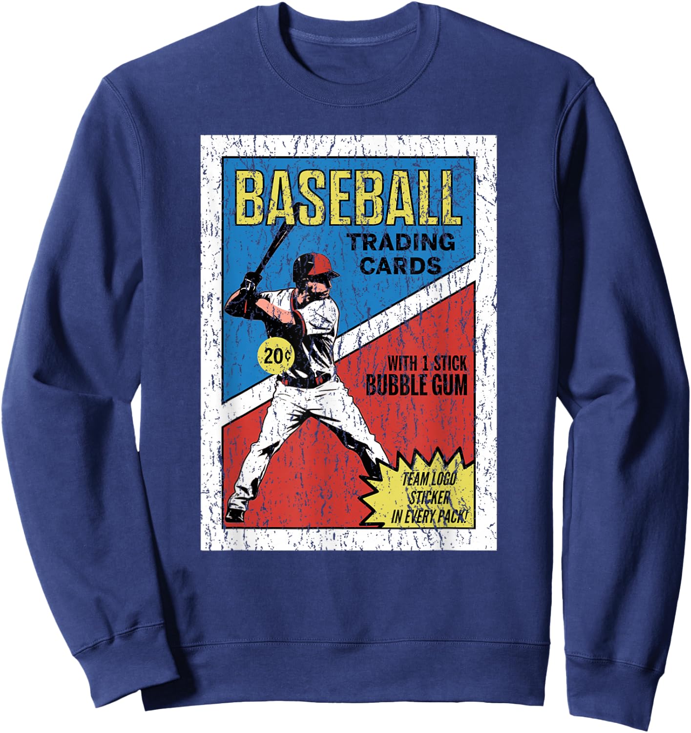 Retro Baseball Card Wrapper (Distressed) Sweatshirt - Sweatshirt | Navy