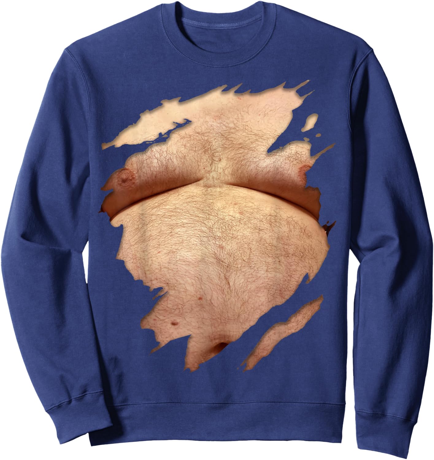 Fat Hairy Guy Big Stomach & Man Boobs Fat Dad BOD Sweatshirt - Sweatshirt | Navy