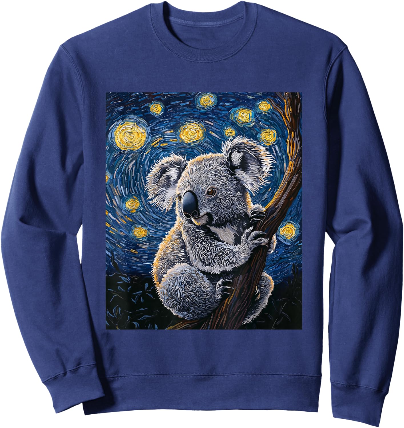 Cute Koala Bear - Van Gogh Style - Starry Night Graphic Sweatshirt - Sweatshirt | Navy