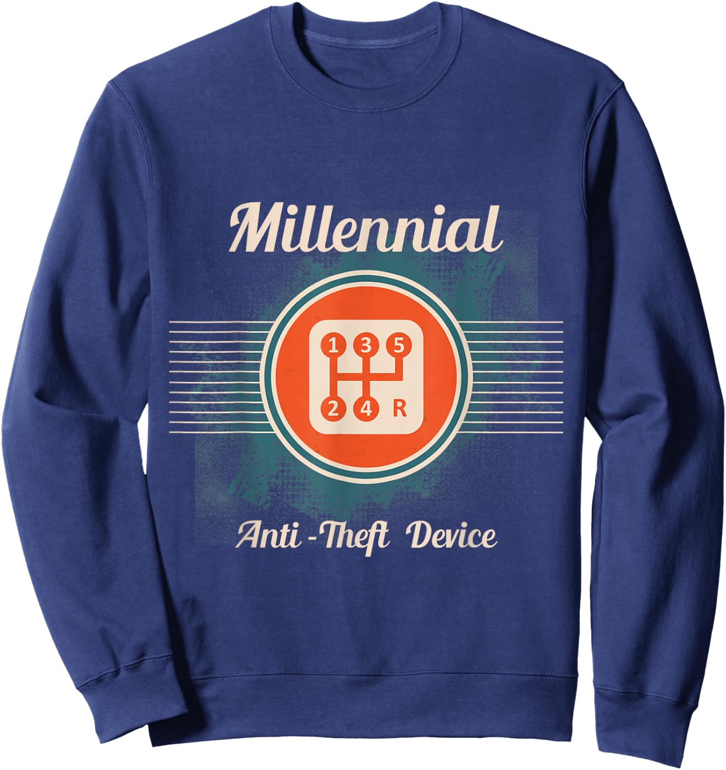 Automotive Millennial Gear Shift, Anti Theft Vehicle Sweatshirt - Sweatshirt | Navy