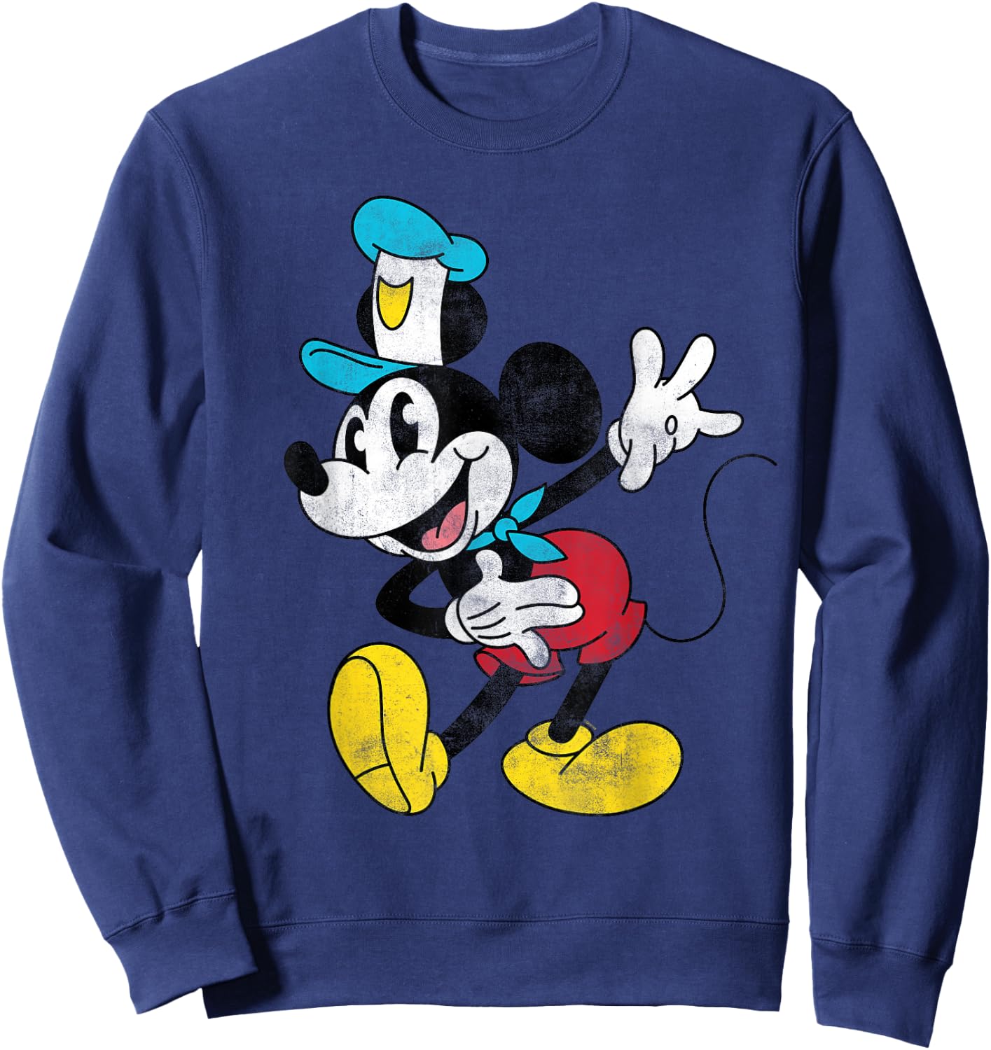 Disney Cruise Captain Mickey Mouse Distressed Retro Vintage Sweatshirt - Sweatshirt | Navy