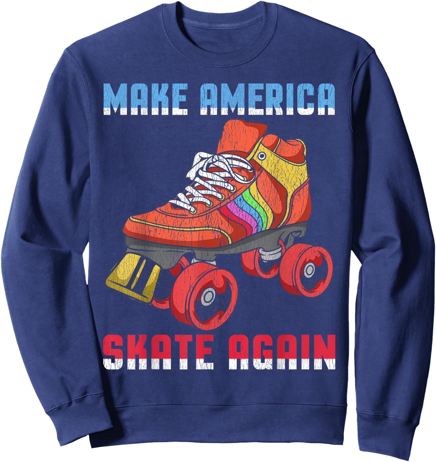 80's Rollerskates T Shirt Vintage Roller Skating Disco Sweatshirt - Sweatshirt | Navy