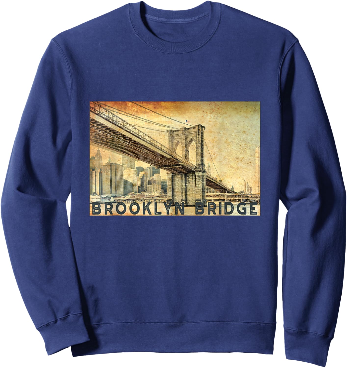 NY Brooklyn Bridge Connects Manhattan & Brooklyn Men Women Sweatshirt - Sweatshirt | Navy
