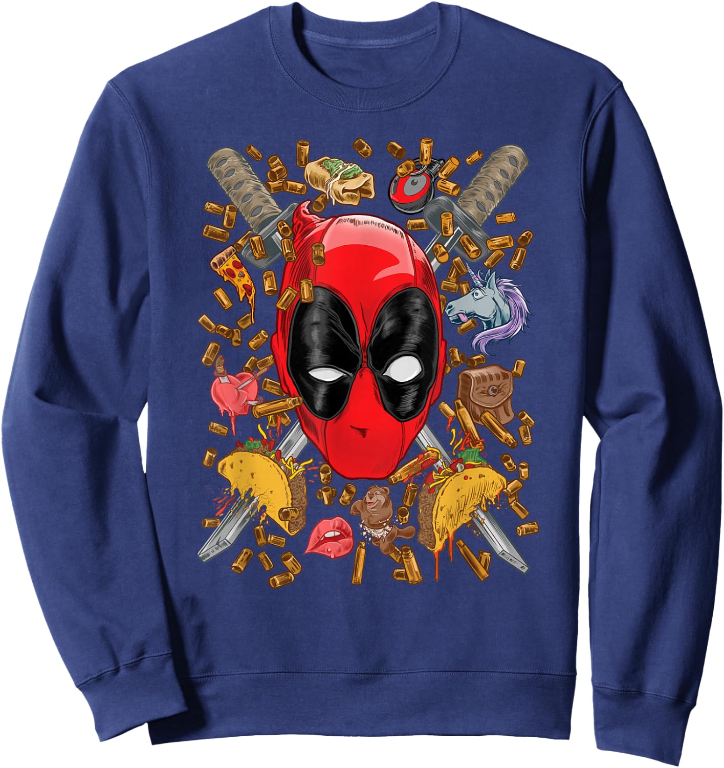 Marvel Deadpool Snacks and Bullets Sweatshirt - Sweatshirt | Navy