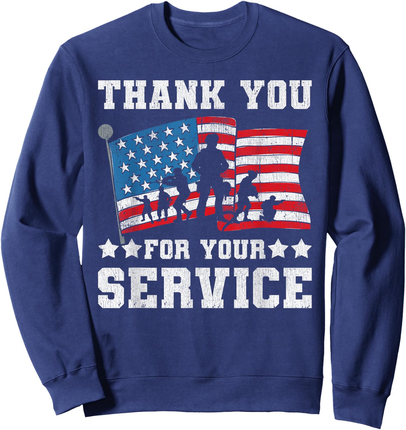 Thank You For Your Service American Flag Military Gift Shirt Sweatshirt - Sweatshirt | Navy
