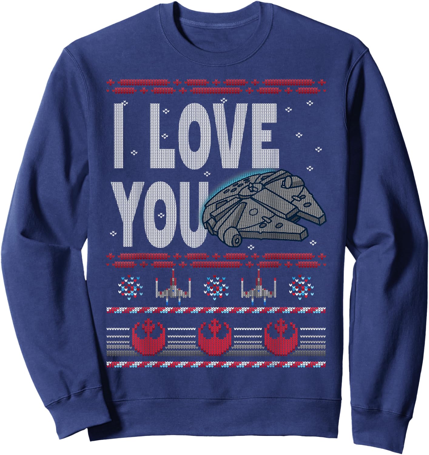 Star Wars Falcon I Love You Ugly Christmas Sweater Sweatshirt - Sweatshirt | Navy