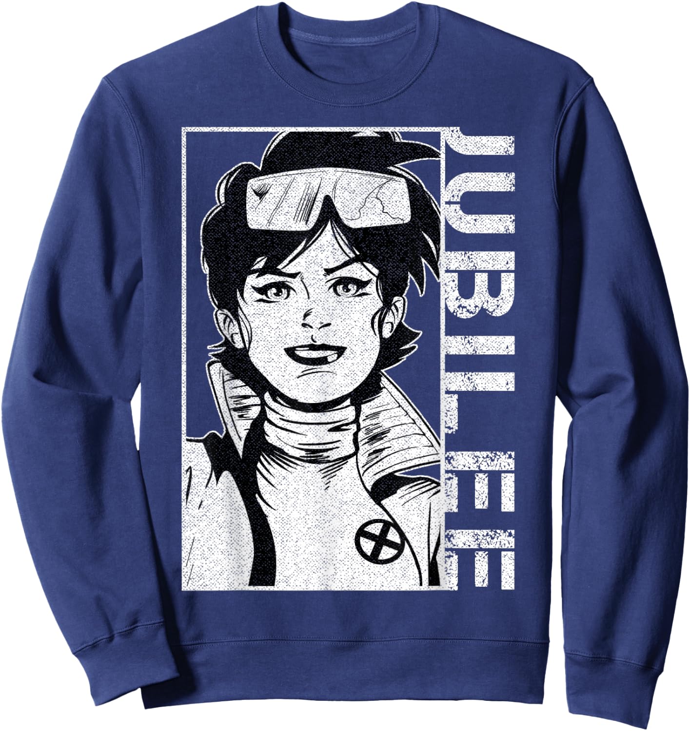 Marvel X-Men Jubilee Character Profile Face Graphic Sweatshirt - Sweatshirt | Navy