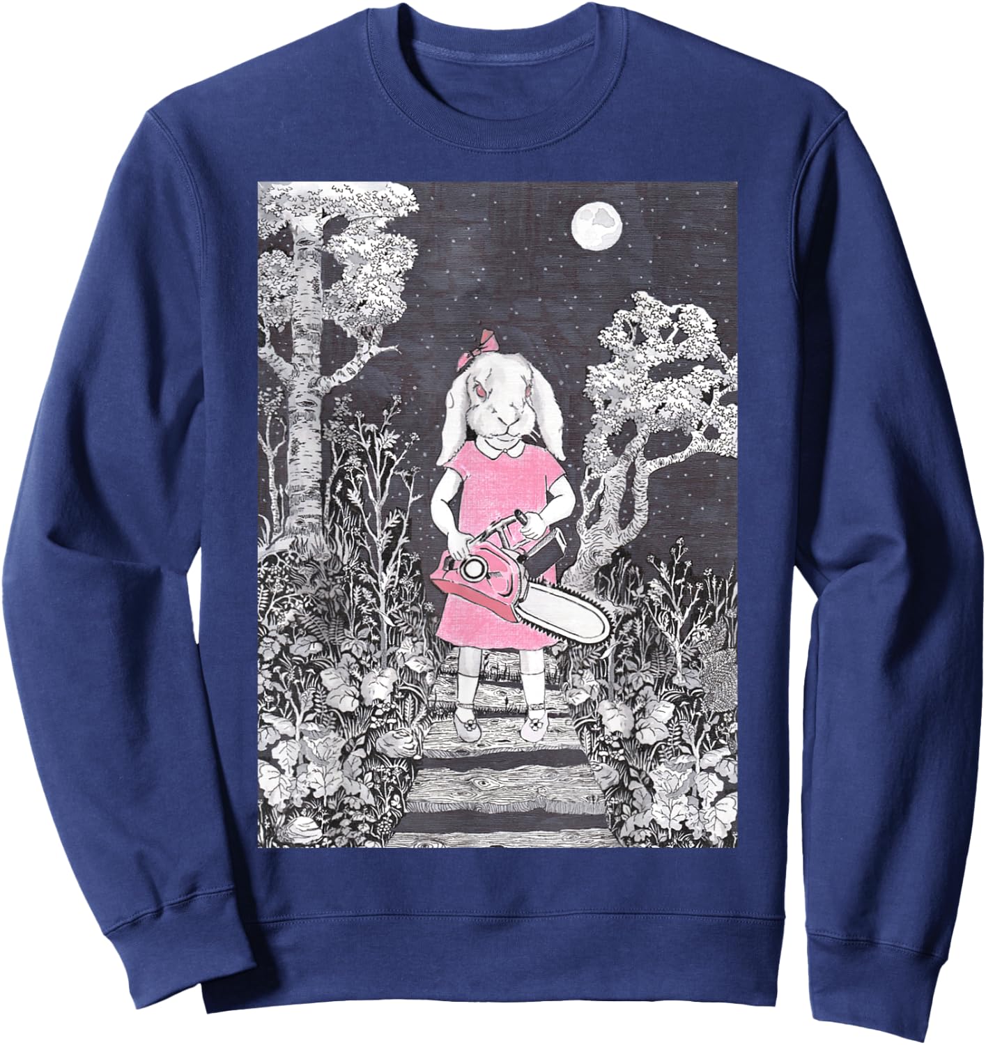 Creepy Chainsaw Bunny Goth Gothic Halloween Horror Darkness Sweatshirt - Sweatshirt | Navy