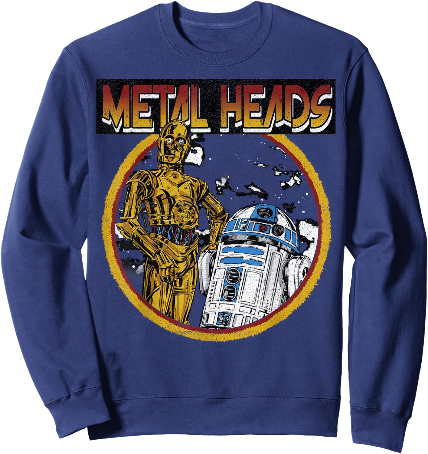 Star Wars R2-D2 C-3PO Metal Heads Circle Portrait Sweatshirt - Sweatshirt | Navy