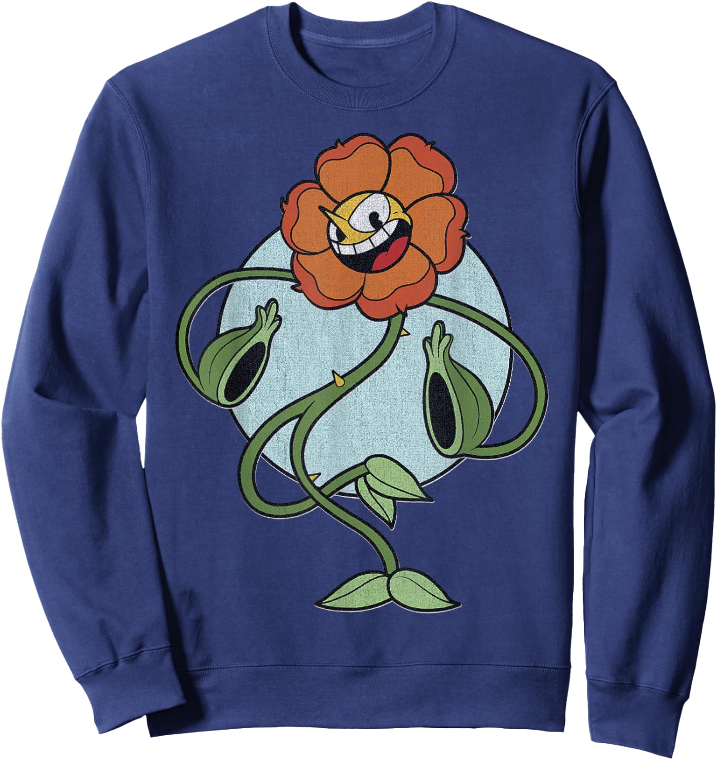 Cuphead Cagney Flower Pose Sweatshirt - Sweatshirt | Navy