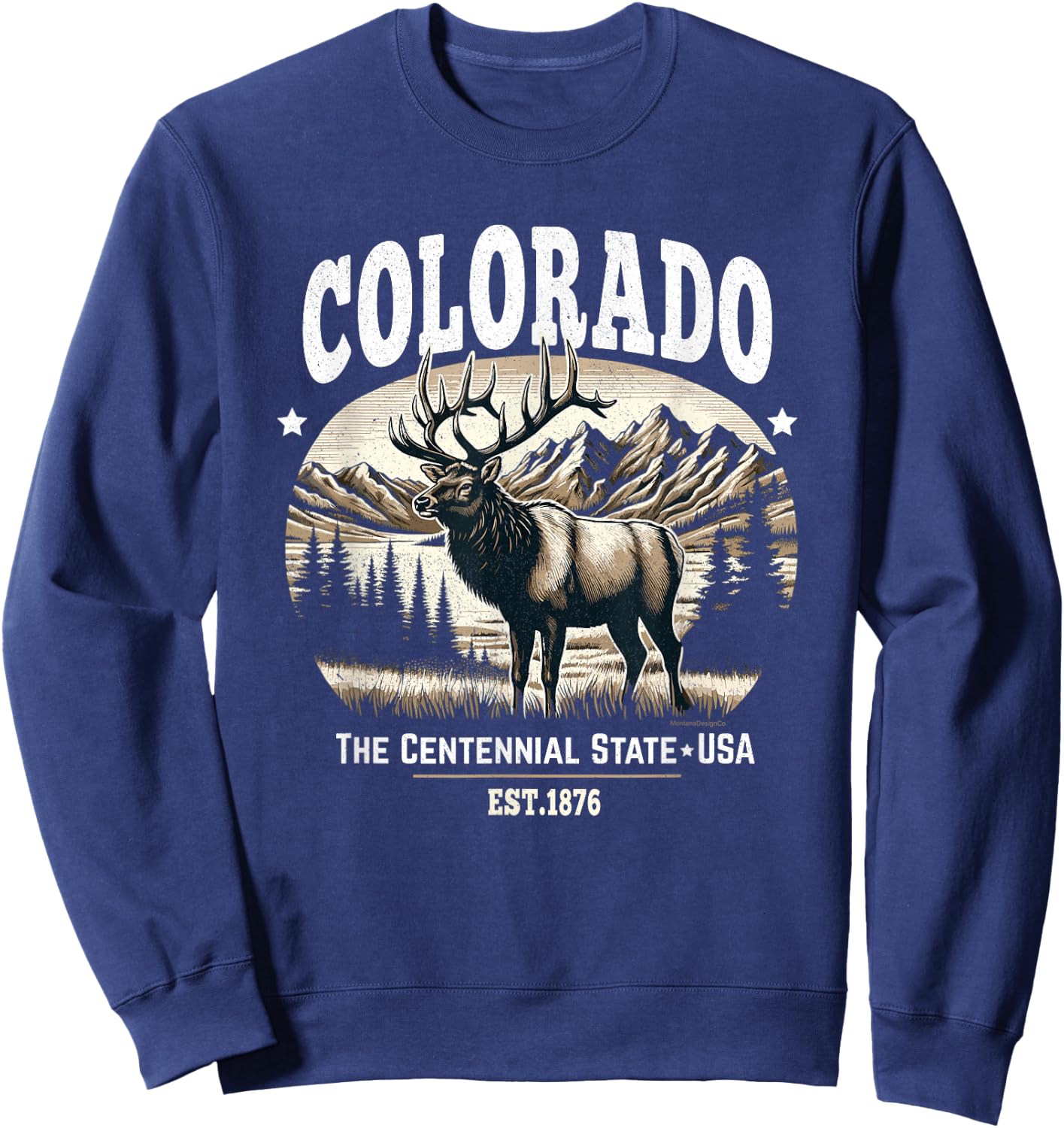 Colorado Rocky Mountain Elk, The Centennial State Sweatshirt - Sweatshirt | Navy