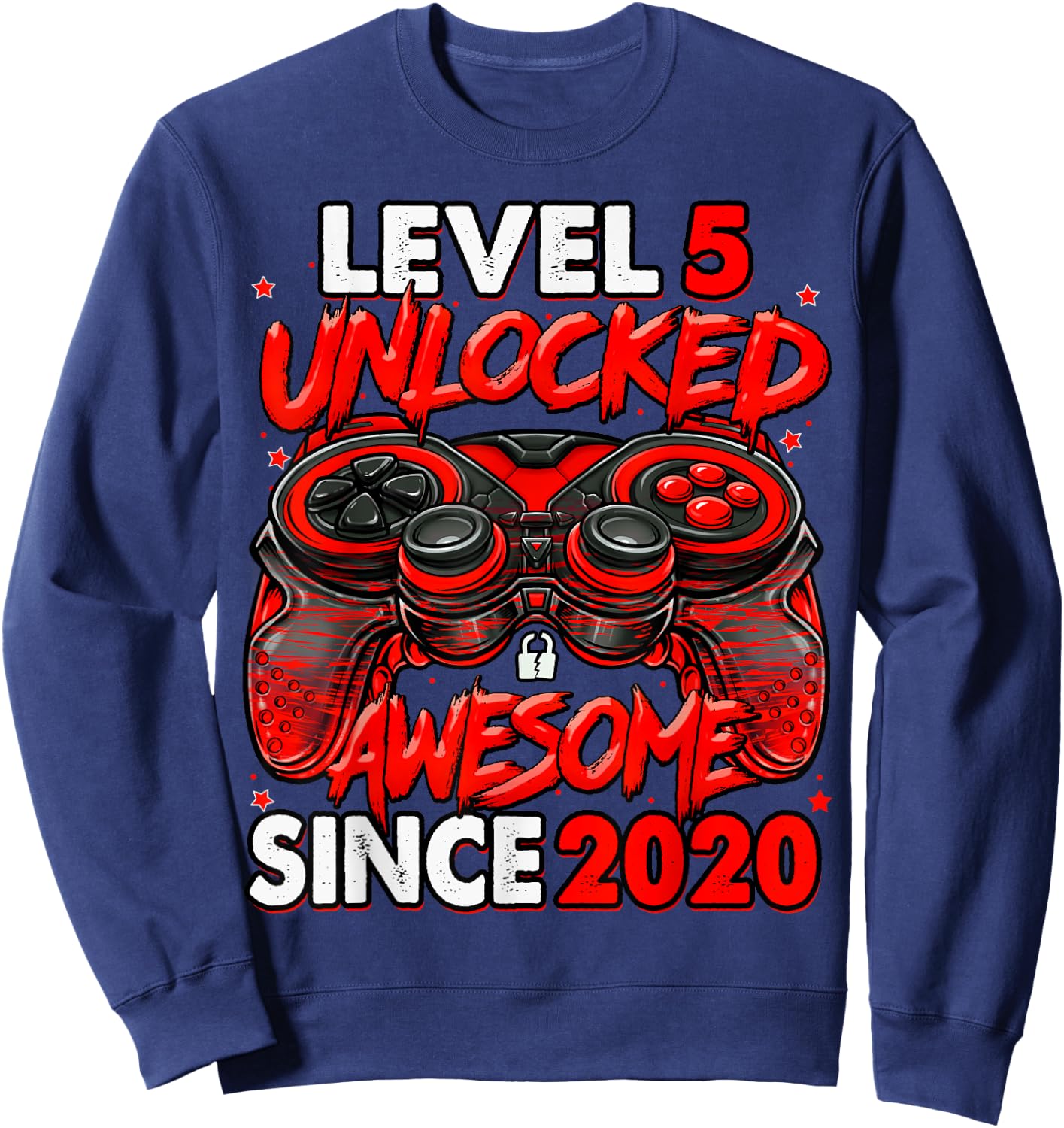 Level 5 Unlocked Awesome Since 2020 5th Birthday Gaming Sweatshirt - Sweatshirt | Navy