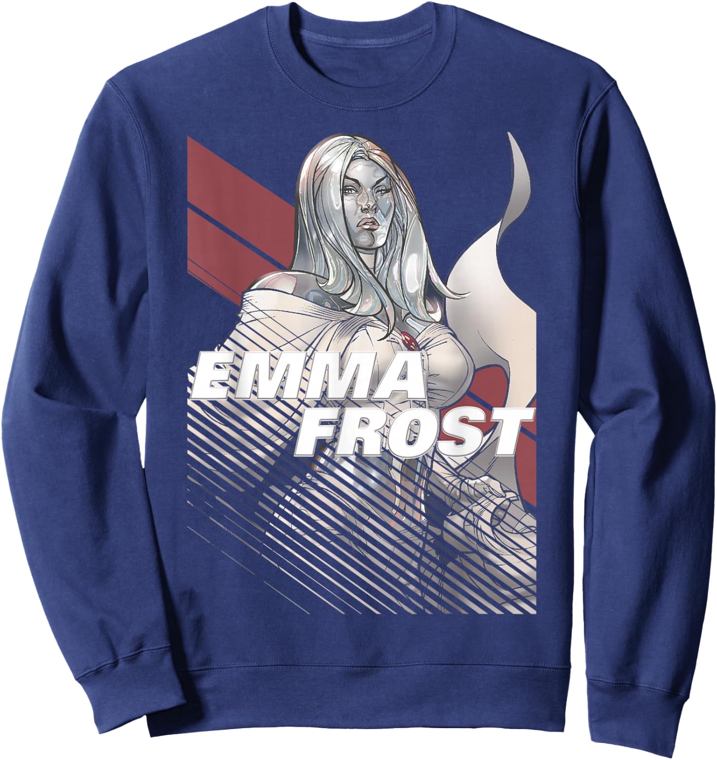 Marvel X-Men Emma Frost Moto-Stripe Fadeout Graphic Sweatshirt - Sweatshirt | Navy