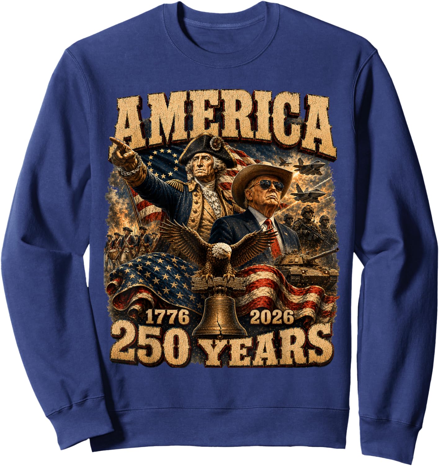 Washington Trump 250 Years of Leadership Patriotic USA Sweatshirt - Sweatshirt | Navy