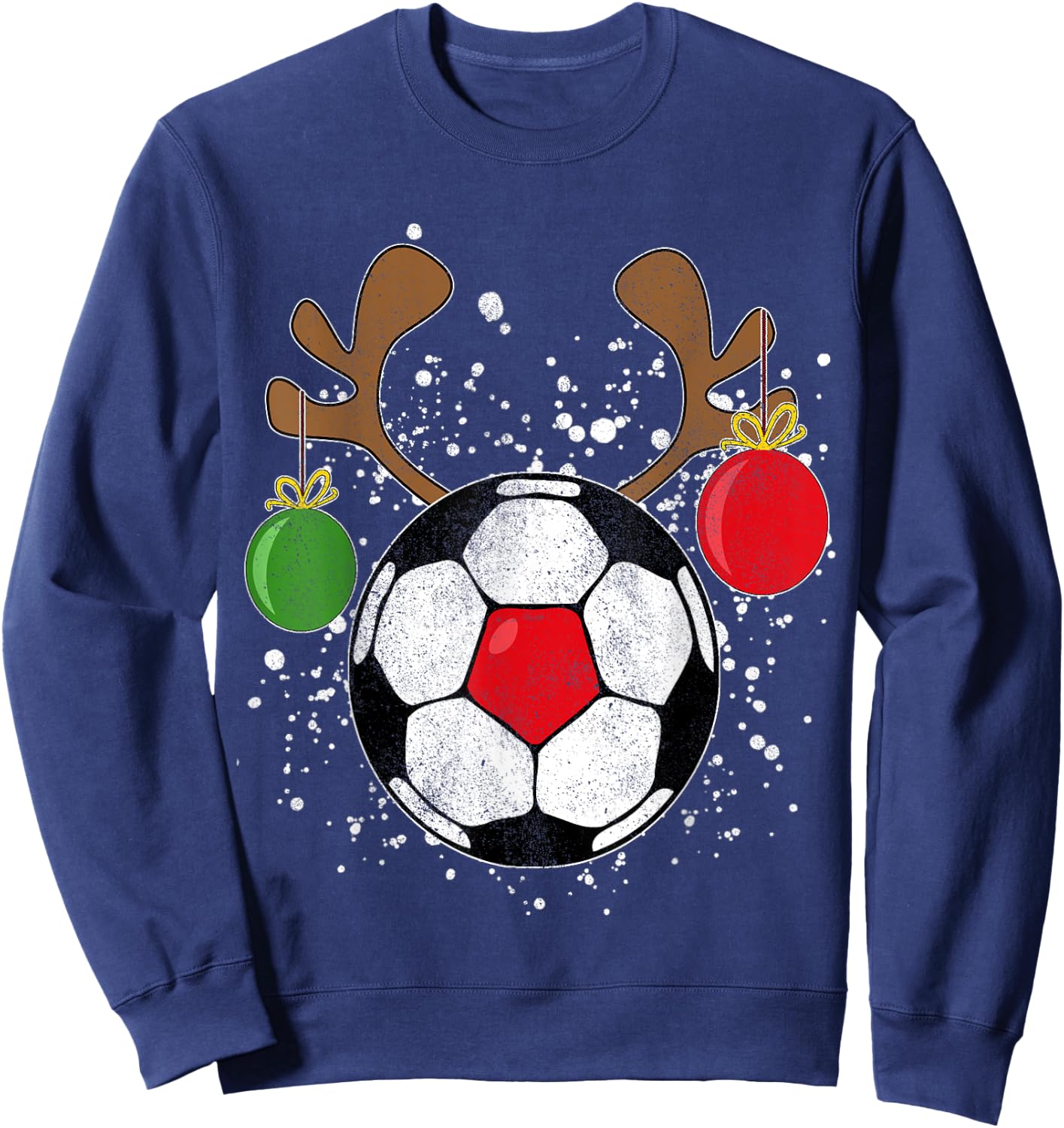 Funny Reindeer Soccer Christmas Rednose Pajama Shirt Sweatshirt - Sweatshirt | Navy