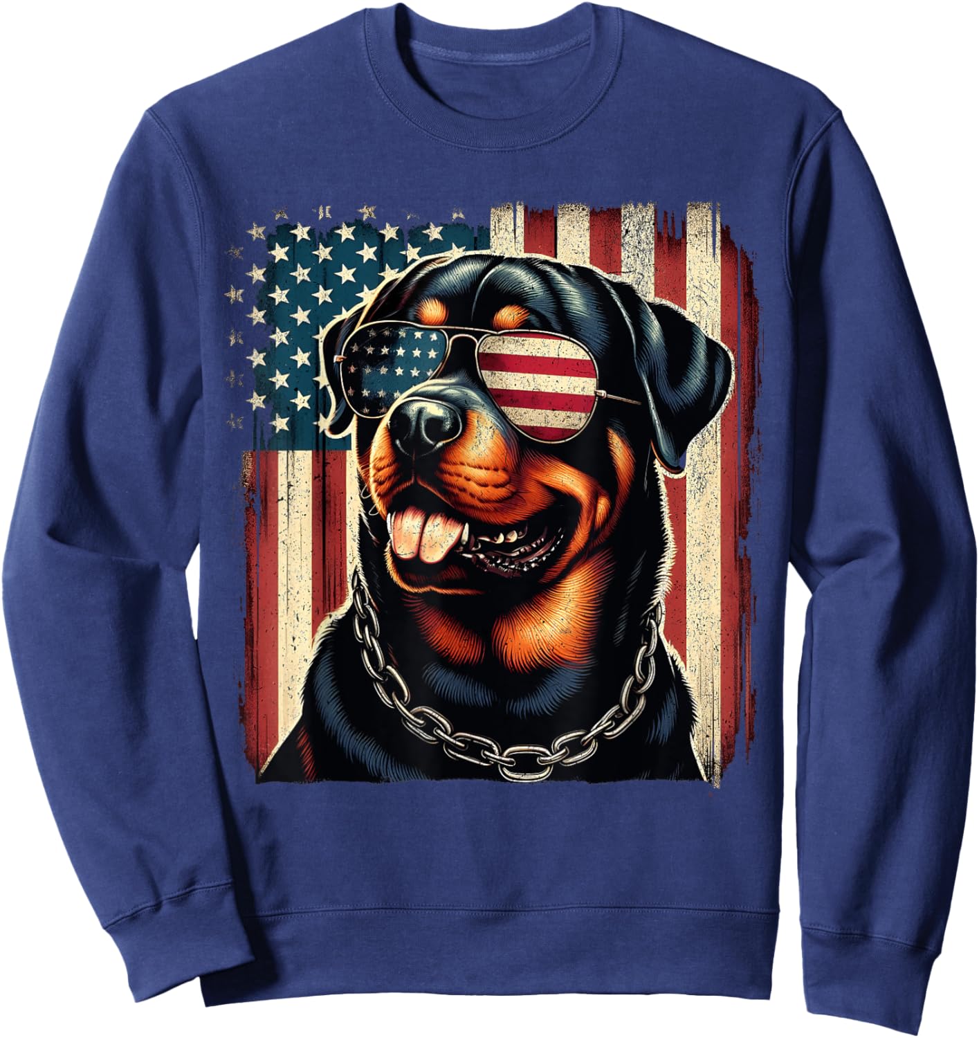 Rottweiler 4th of July American Flag Rottweiler Men Sweatshirt - Sweatshirt | Navy
