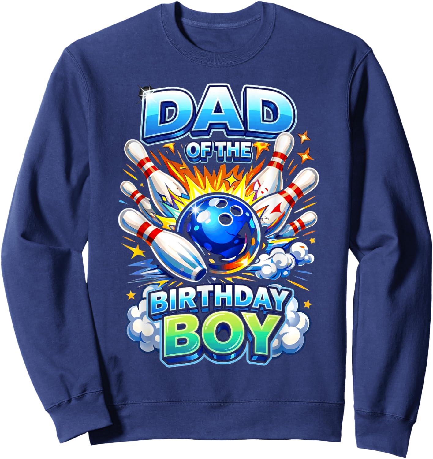Dad of the Birthday Boy Bowling Birthday Party Supplies Sweatshirt - Sweatshirt | Navy