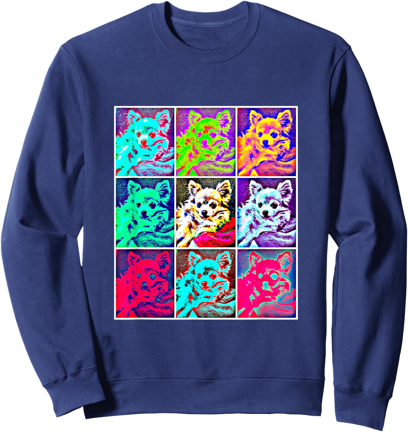 Long Hair Chihuahua Colorful Sweatshirt - Sweatshirt | Navy