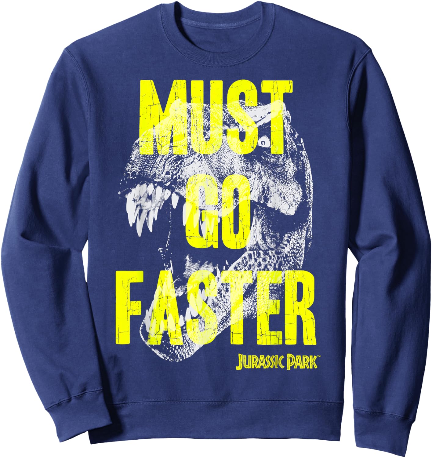 Jurassic Park T-Rex Must Go Faster Sweatshirt - Sweatshirt | Navy