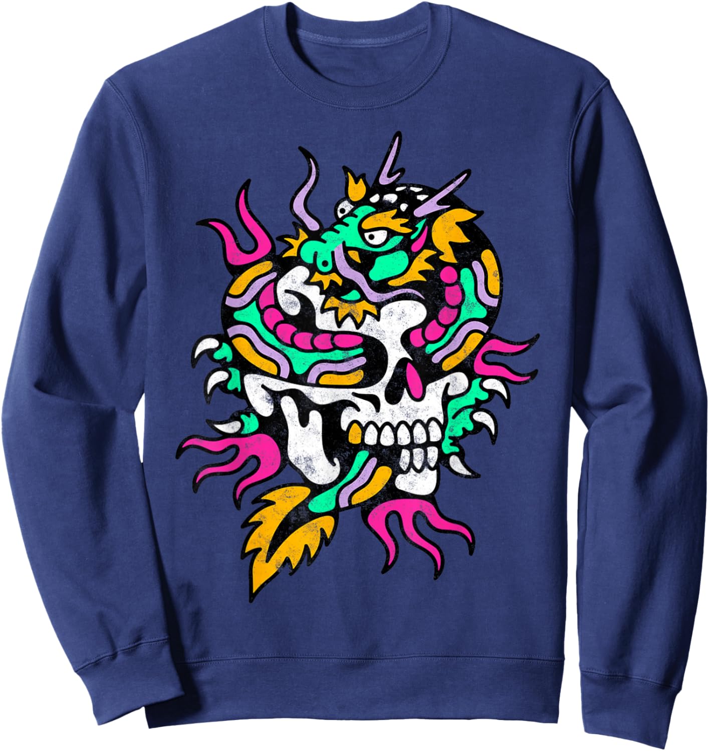 Skull Dragon American Traditional Old School Tattoo Artist Sweatshirt - Sweatshirt | Navy