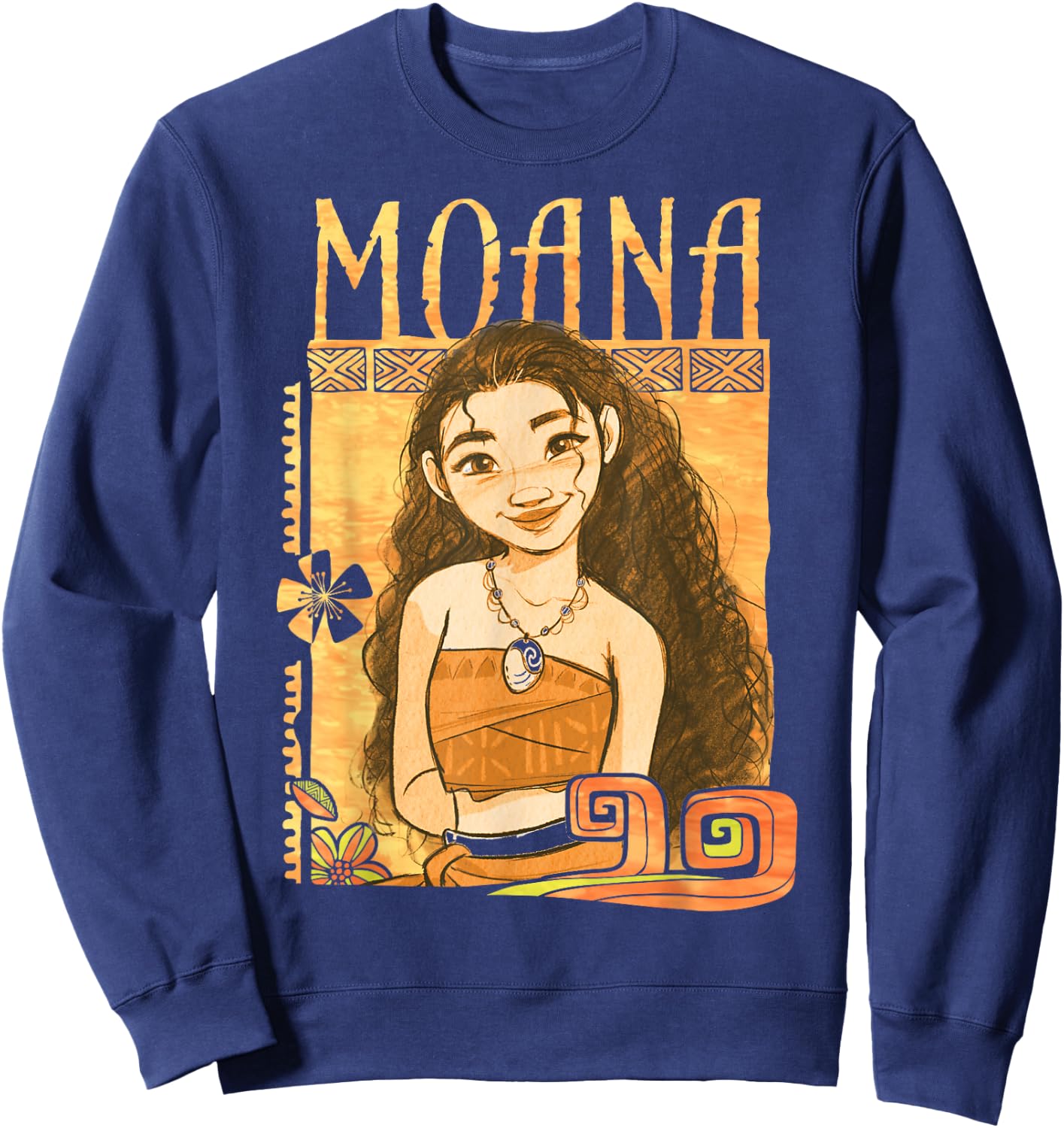 Disney Moana Artistic Tribal Island Smile Framed Portrait Sweatshirt - Sweatshirt | Navy
