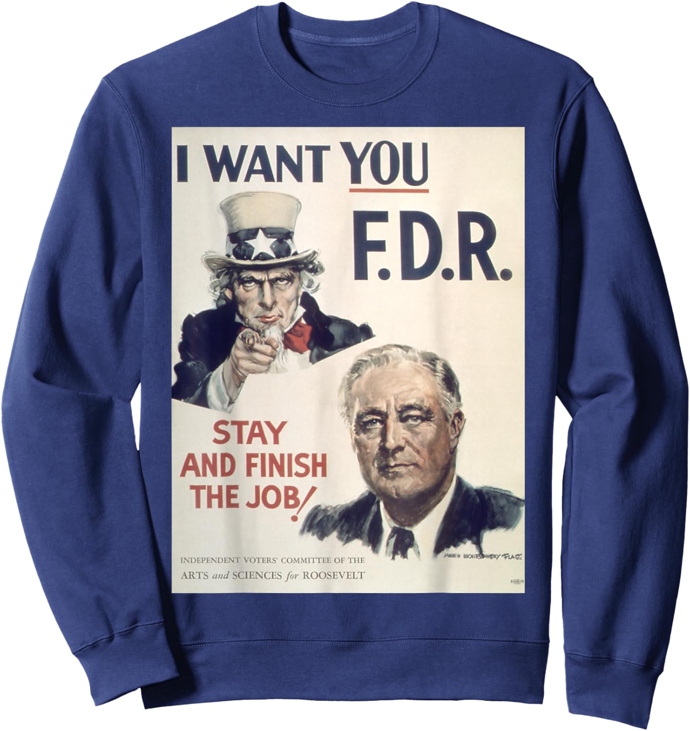 Vintage poster - I Want You FDR Retro Sweatshirt - Sweatshirt | Navy