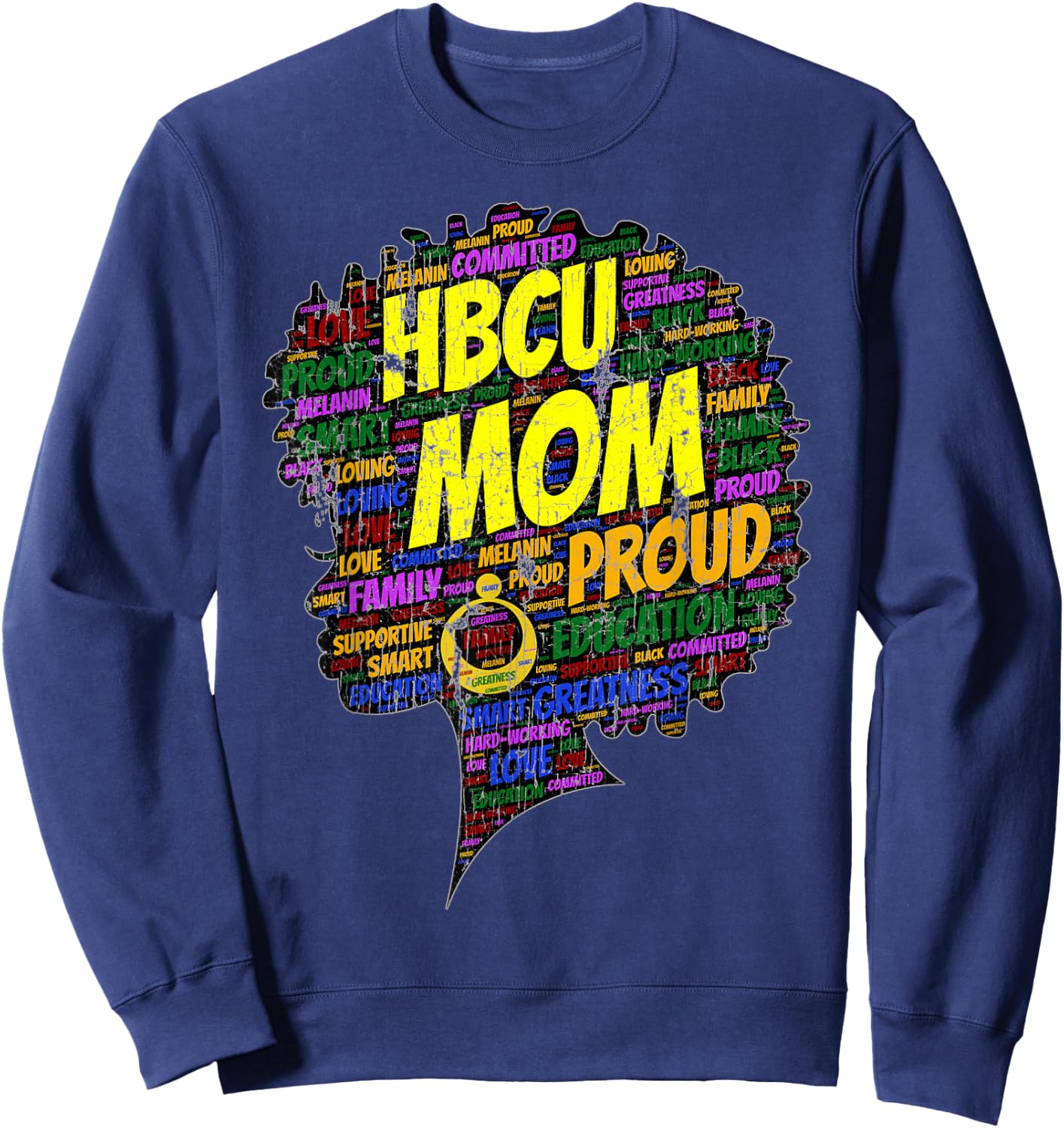 HBCU Mom Parent Graduation Afro Vintage Sweatshirt - Sweatshirt | Navy