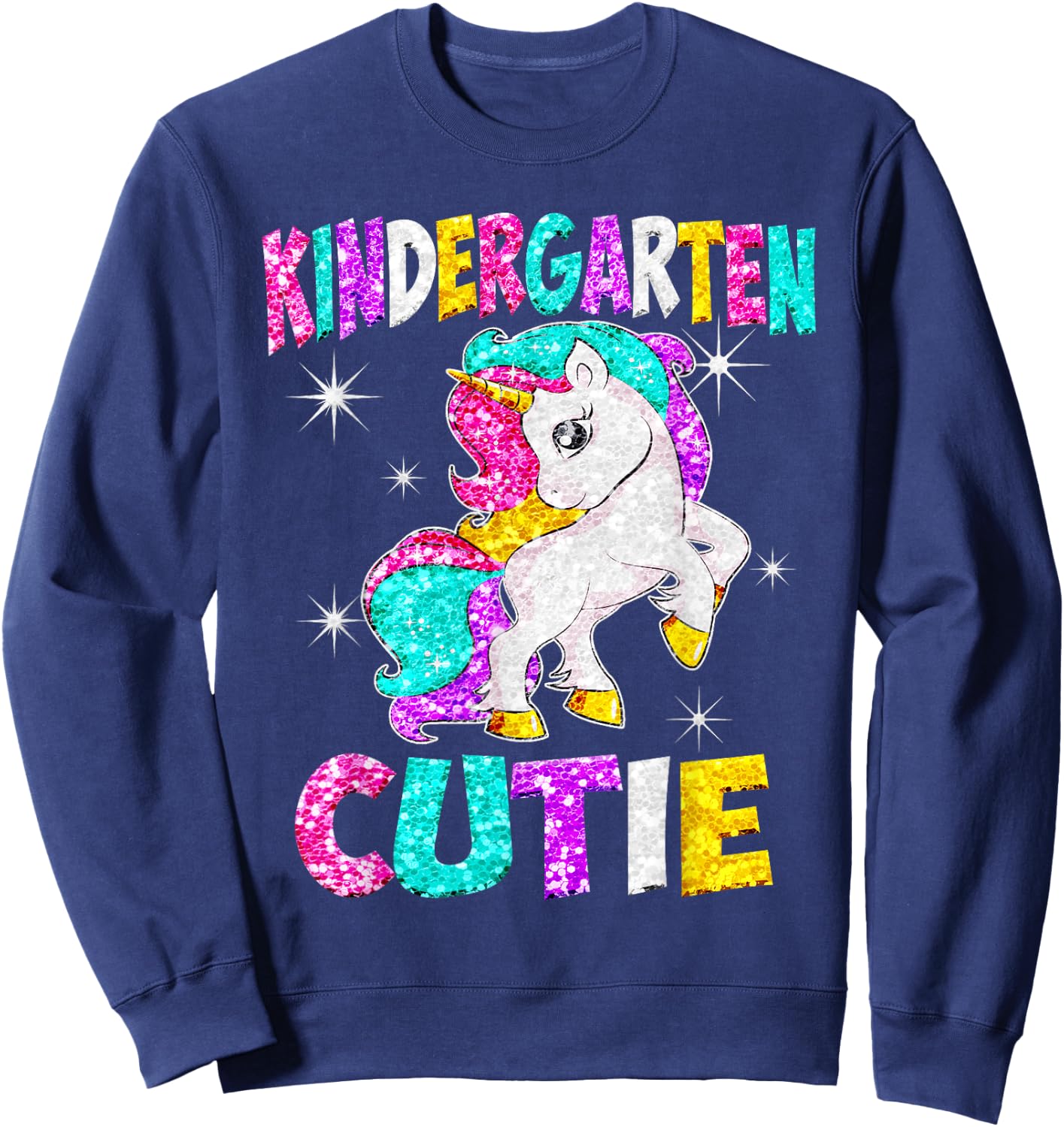 Kindergarten Cutie Unicorn Back to School Sweatshirt - Sweatshirt | Navy