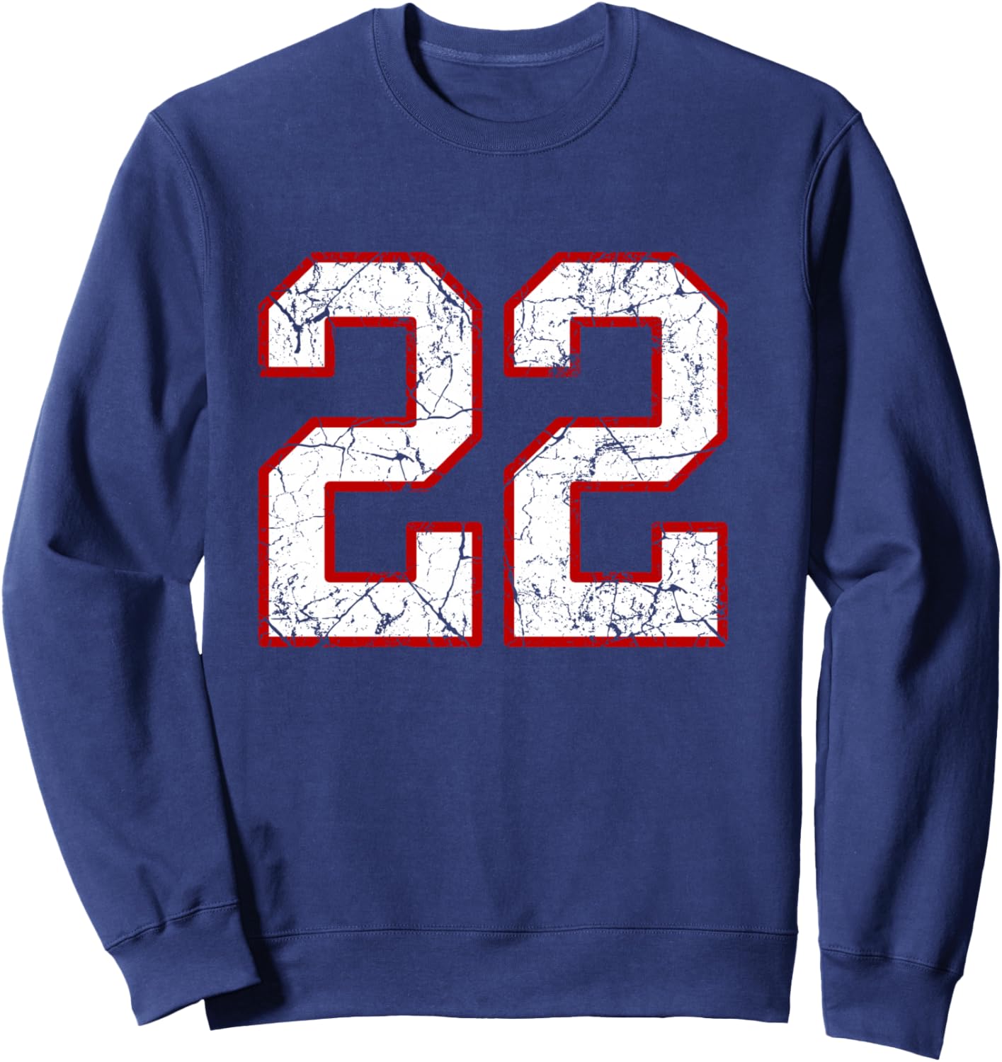 White and Red Sports Number 22 Jersey Uniform Player Sweatshirt - Sweatshirt | Navy