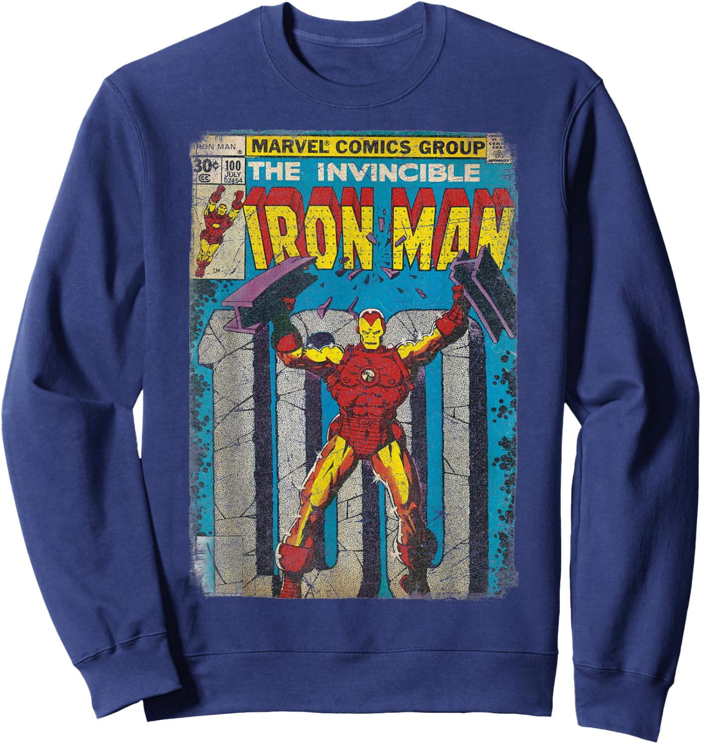 Iron Man Classic Retro Comic Vintage Cover Graphic Sweatshirt - Sweatshirt | Navy