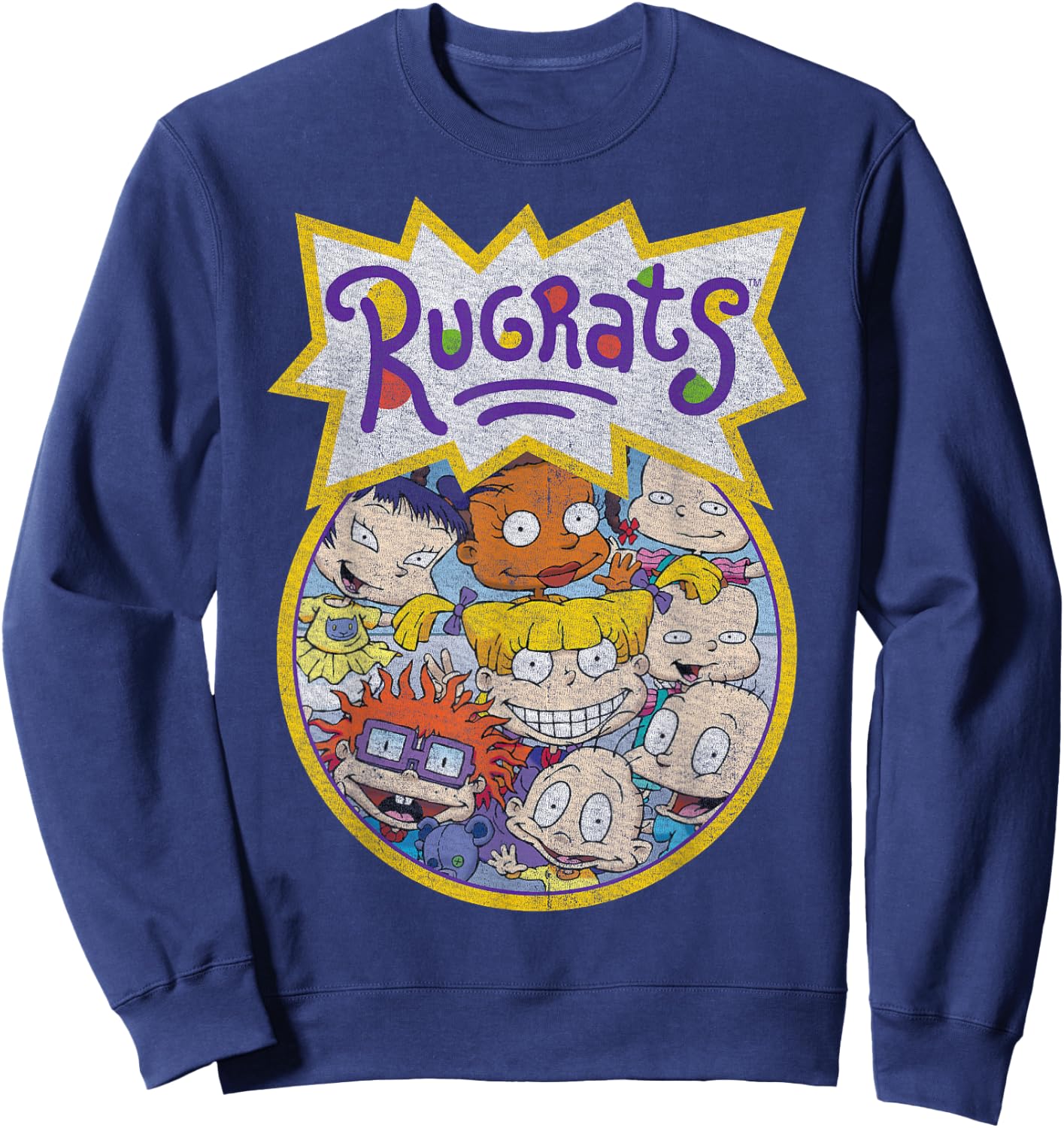 Rugrats Every Baby Vintage Circle Title Graphic Sweatshirt - Sweatshirt | Navy