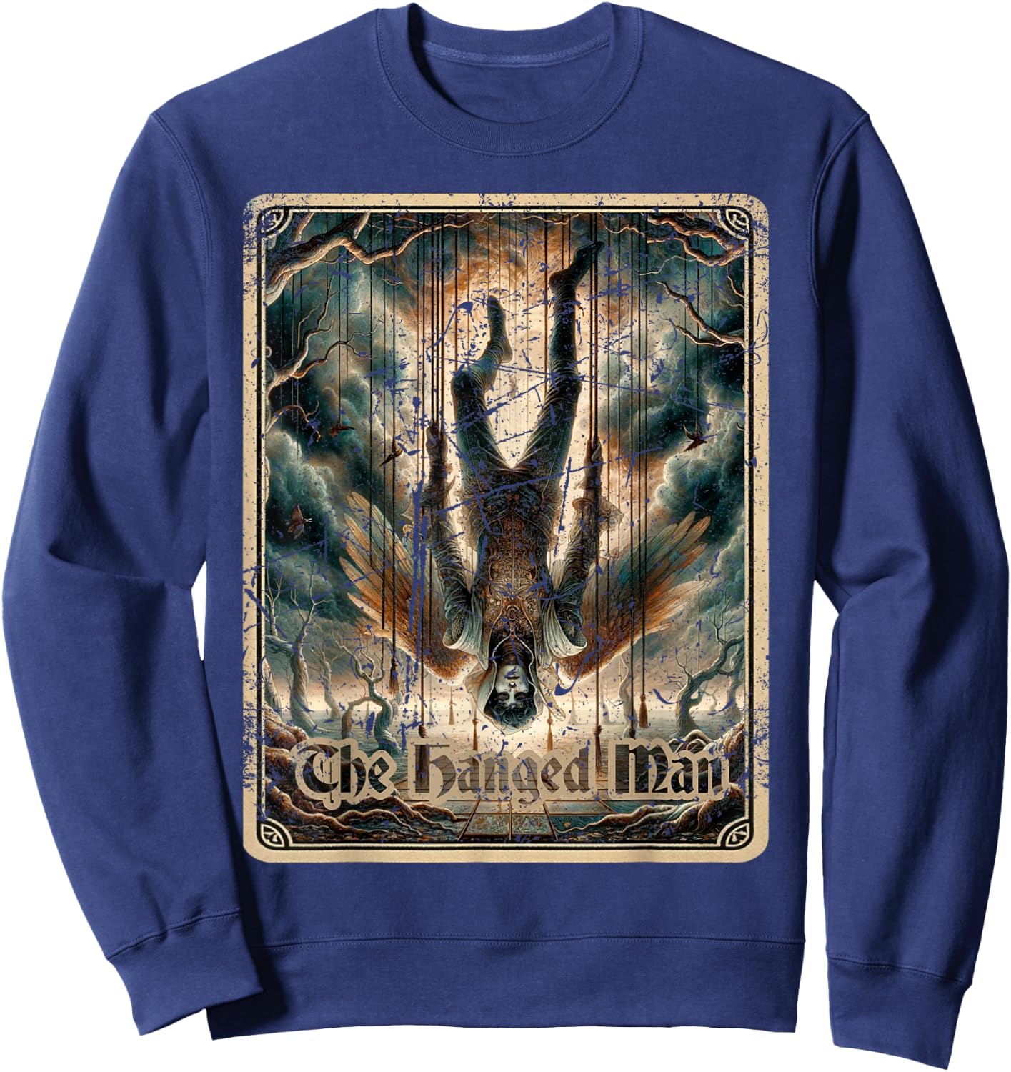 The Hanged Man Tarot Card Black Horror Sweatshirt - Sweatshirt | Navy
