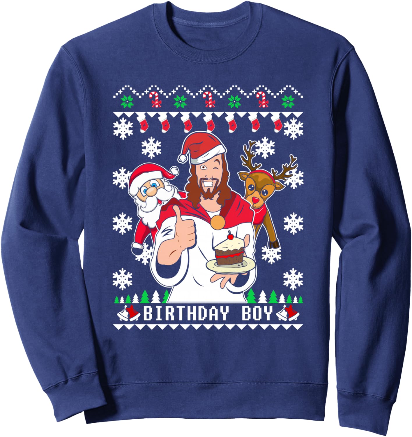 Birthday Boy Men Women Kids Funny Ugly Christmas Sweatshirt - Sweatshirt | Navy