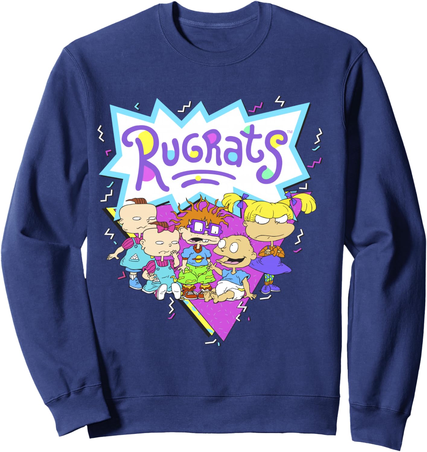 Rugrats Group Shot Retro Geometric Logo Sweatshirt - Sweatshirt | Navy
