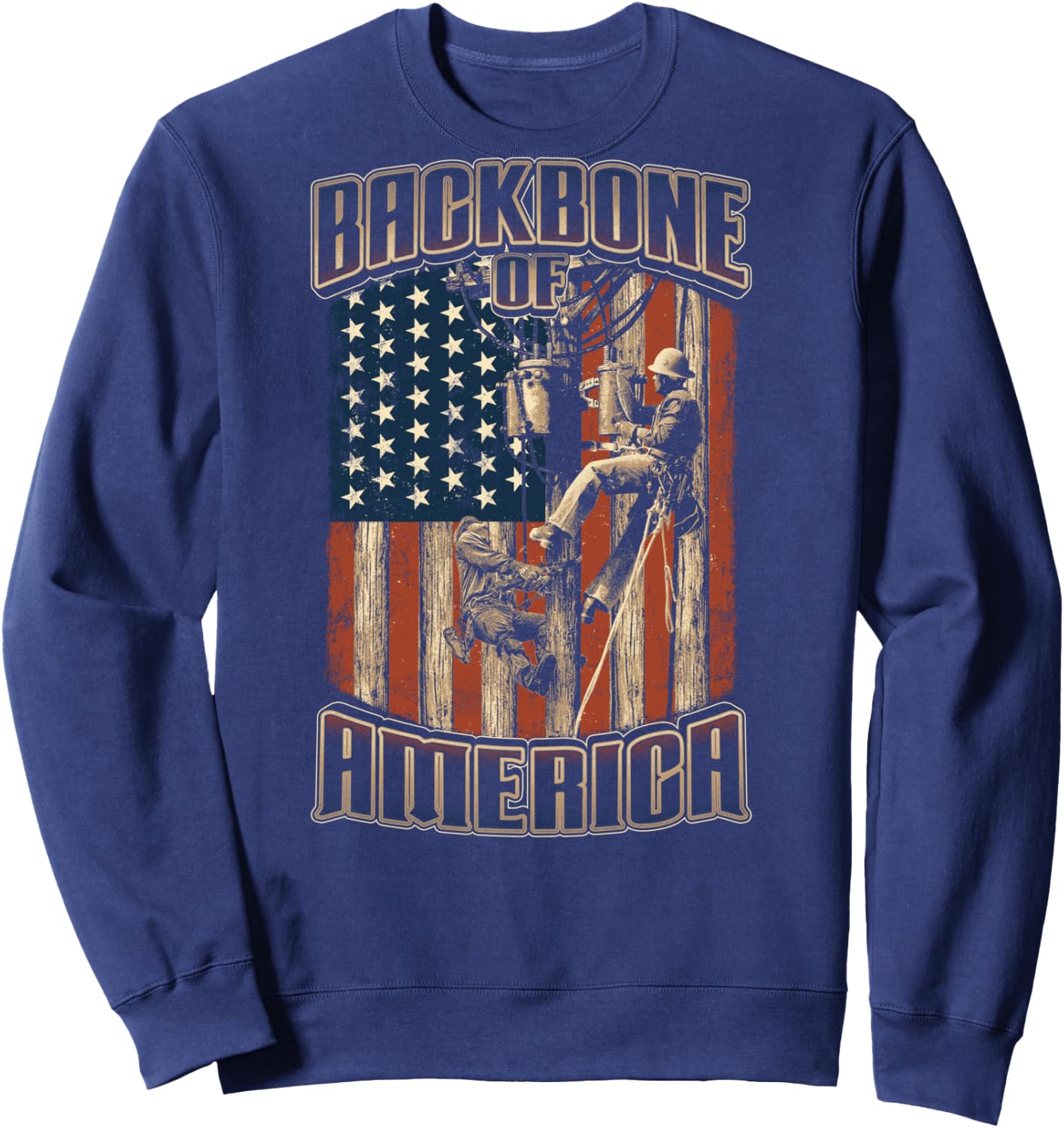 Lineman Lineman American Flag USA Flag Lineman Sweatshirt - Sweatshirt | Navy