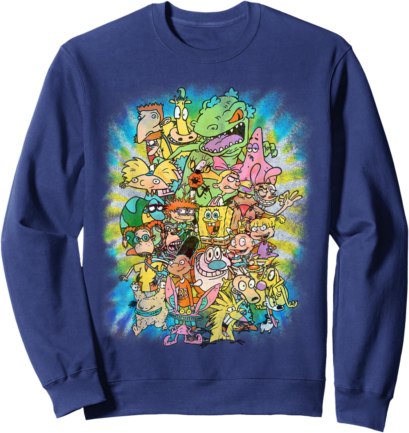 Nickelodeon Ultimate Nick 90s Character Tie Dye Style Sweatshirt - Sweatshirt | Navy