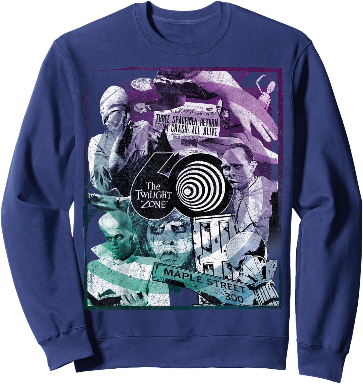 The Twilight Zone 60th Anniversary Gradient Group Poster Sweatshirt - Sweatshirt | Navy