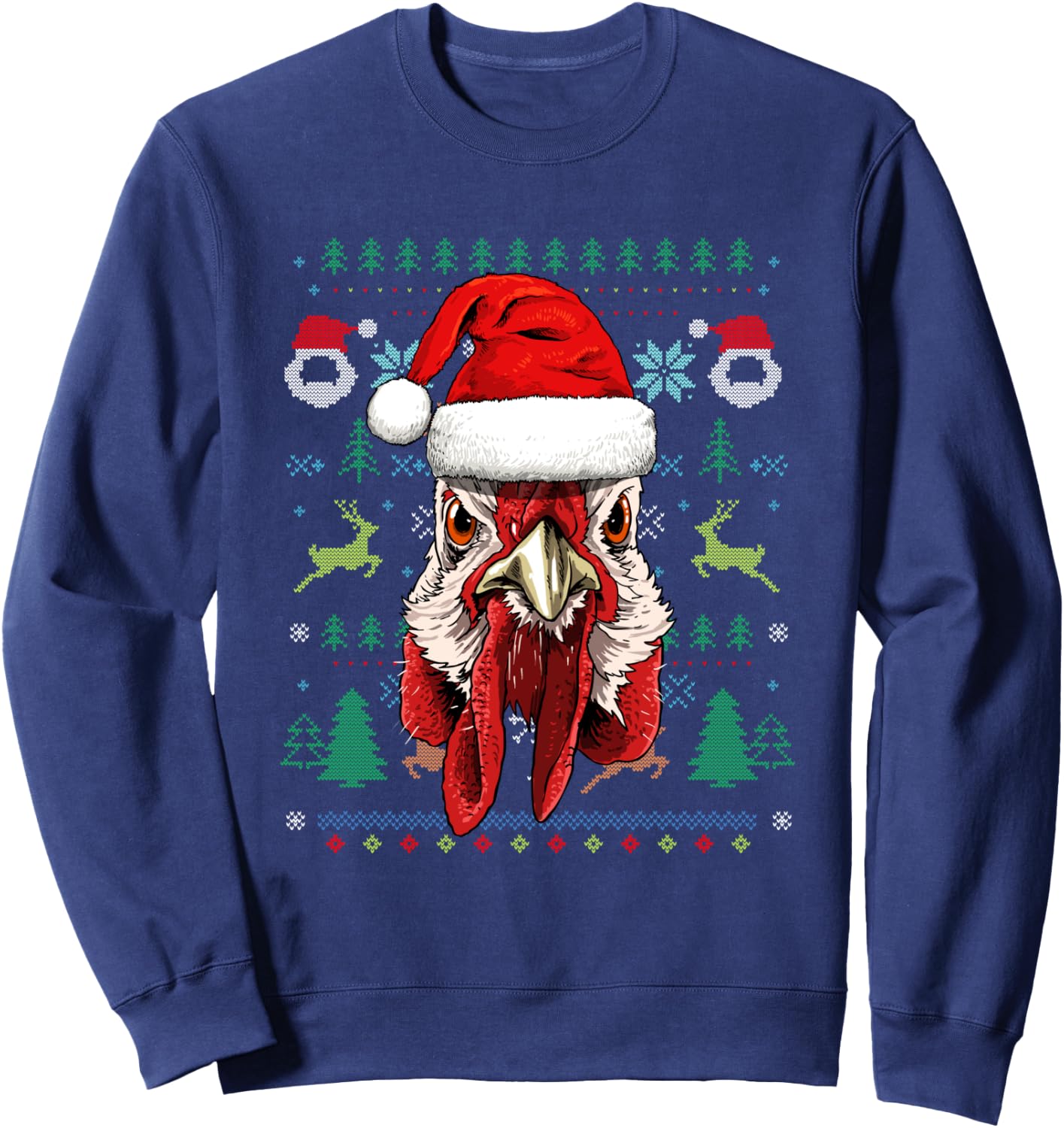 Chicken Ugly Christmas Santa Hat Xmas Kids Boys Girls Sweatshirt - Sweatshirt | Navy