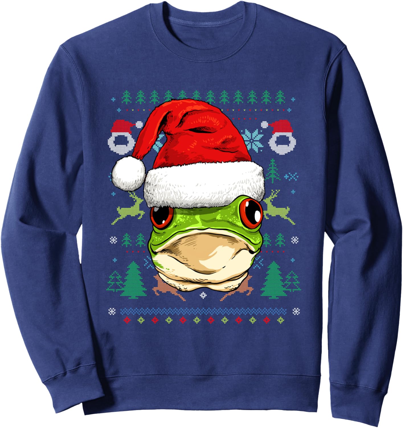 Frog Ugly Christmas Santa Hat Xmas Kids Boys Girls Sweatshirt - Sweatshirt | Navy
