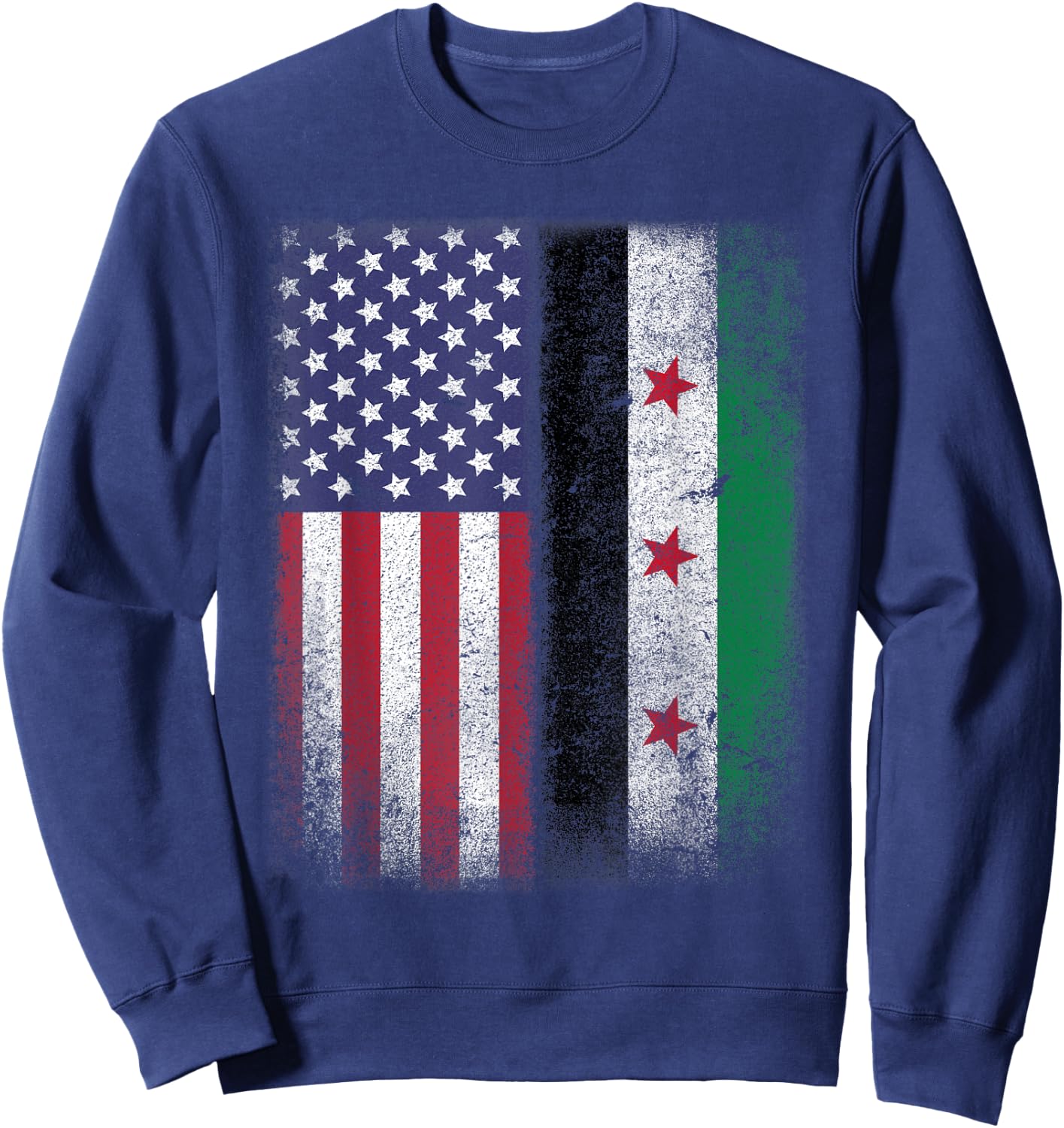 Syrian American Flag Syria Usa Pride Women Kids Men Sweatshirt - Sweatshirt | Navy