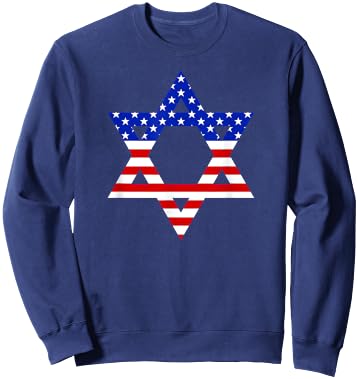 Star of David American Flag Proud Patriotic Jewish Graphic Kids Men Sweatshirt - Sweatshirt | Navy
