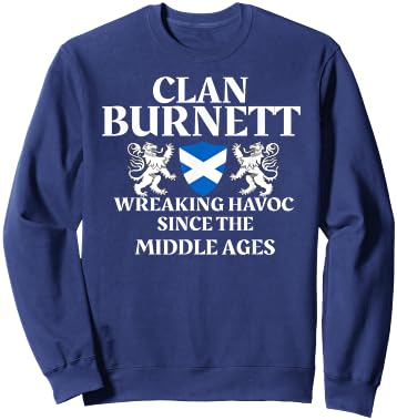 Clan Burnett Scottish Family Kilt Tartan Lion Sweatshirt - Sweatshirt | Navy