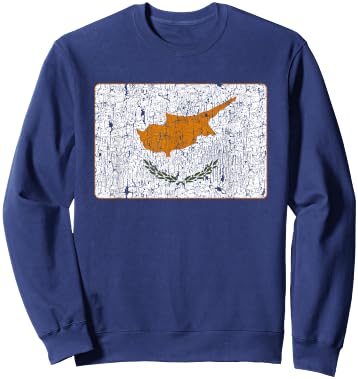 Retro Cypriot Flag of Cyprus Souvenir Women and Kids Sweatshirt - Sweatshirt | Navy
