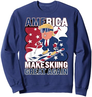 Cool Make Skiing Great Again Donald Trump Ski USA Sweatshirt - Sweatshirt | Navy